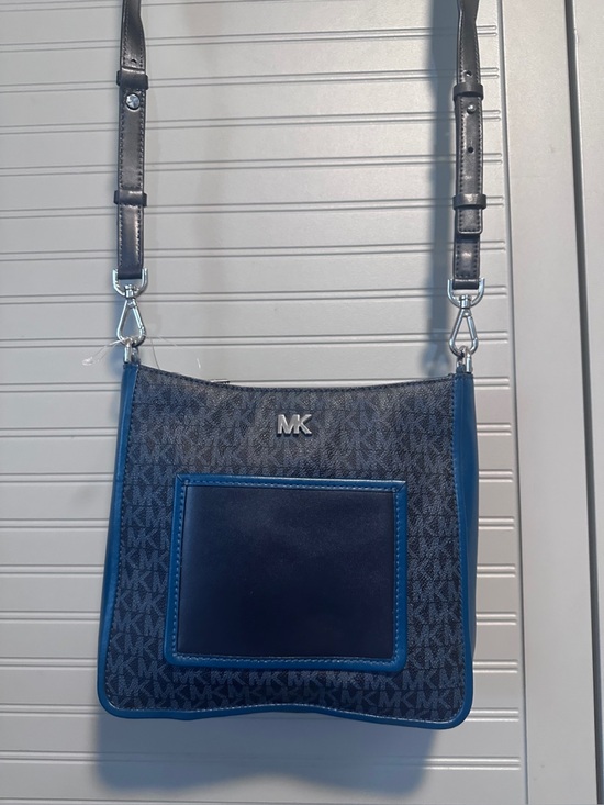 Michael Kors Handbags - Michael Kors Gloria Logo and Leather Swing-pack/Messenger Admiral Navy Blue Teal